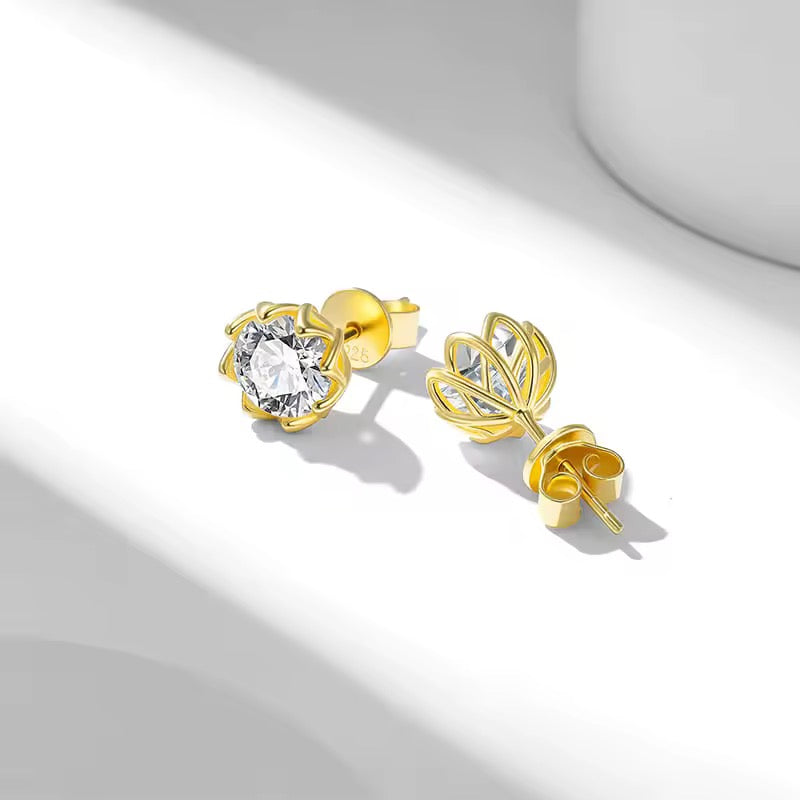 Moissanit Blatt Ohrringe