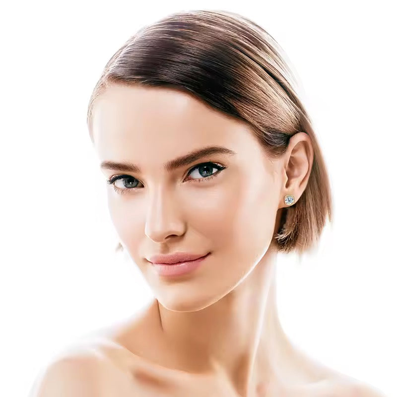 Moissanit Ohrringe Quadratisch in Klauenfassung