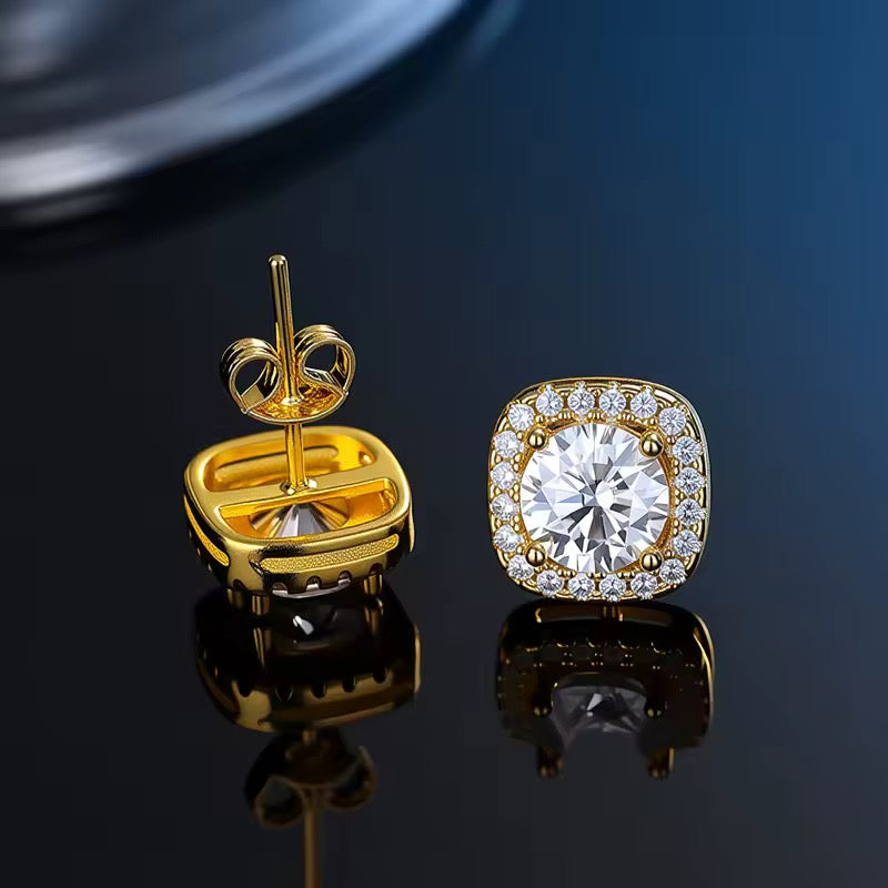 Klassische Halo Moissanit Ohrringe