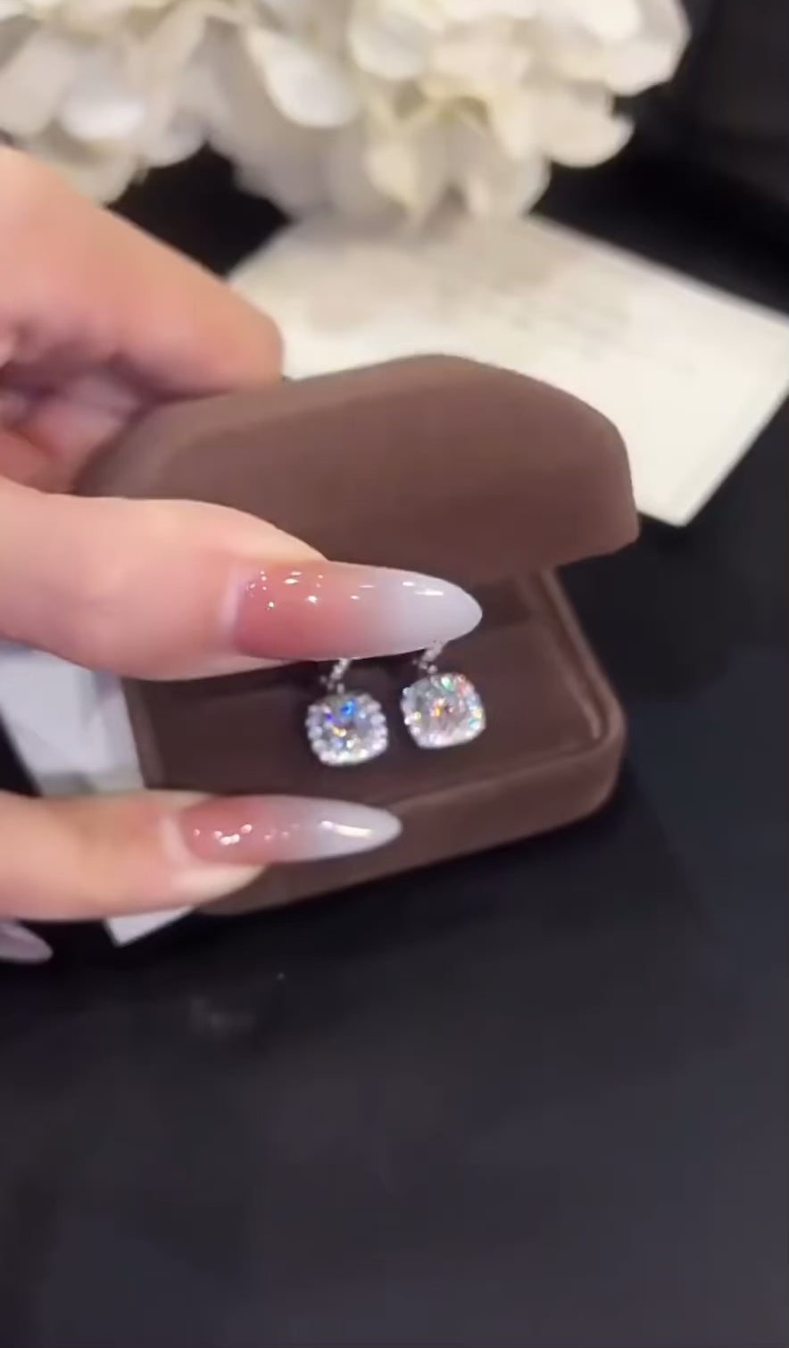 Moissanit Iced Out Drop-Ohrhänger