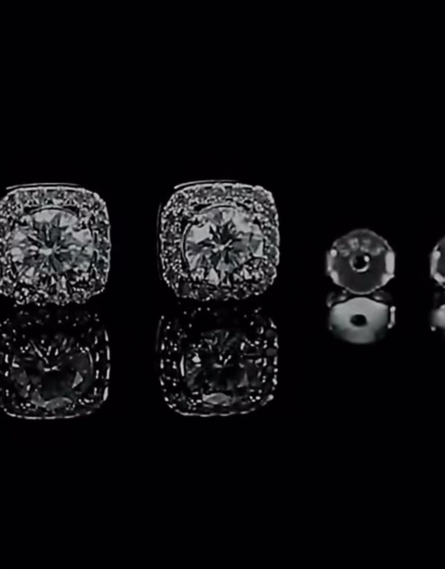 Klassische Halo Moissanit Ohrringe